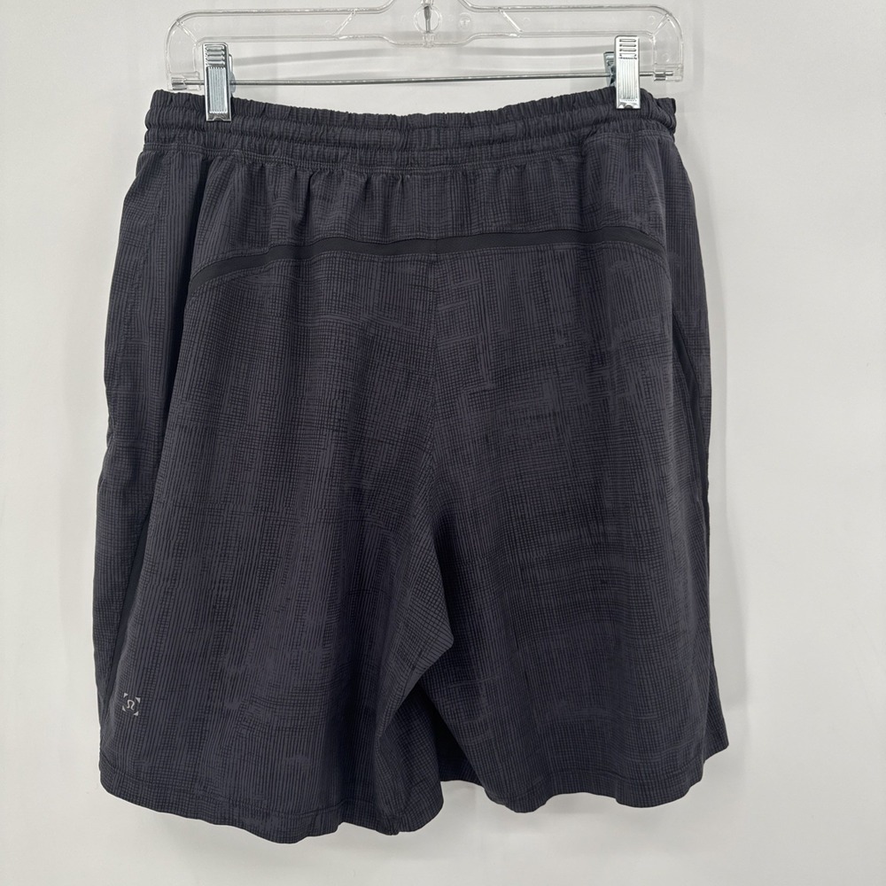 Lululemon Pace Breaker Grid Pattern Lined Shorts 9" Inseam Mens Workout Black
